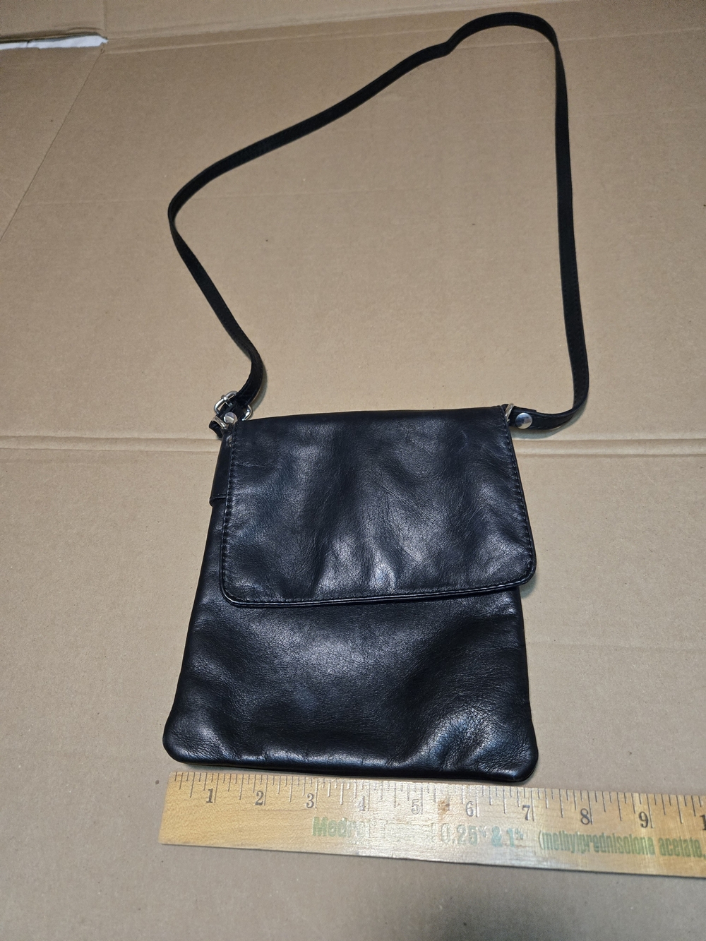 Minimalist Black Leather Messenger Crossbody for Men